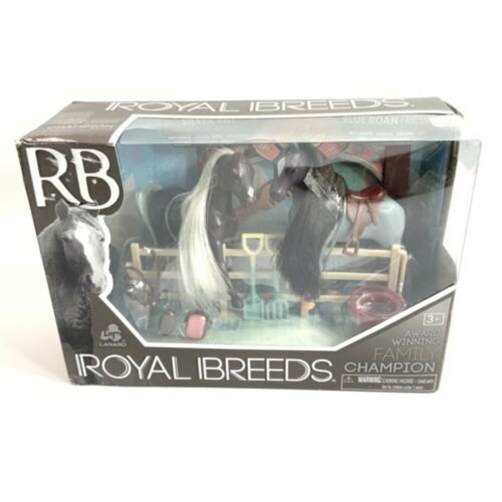 Lanard Royal Breeds Stable Mates Silver Bay Rocky Mountain & Blue Roan Friesian